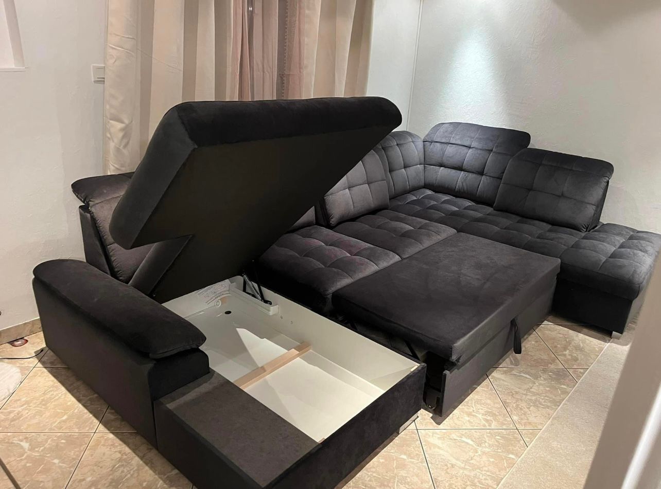 Sofá en forma de U con reposacabezas reclinables y cama extraíble – POVER