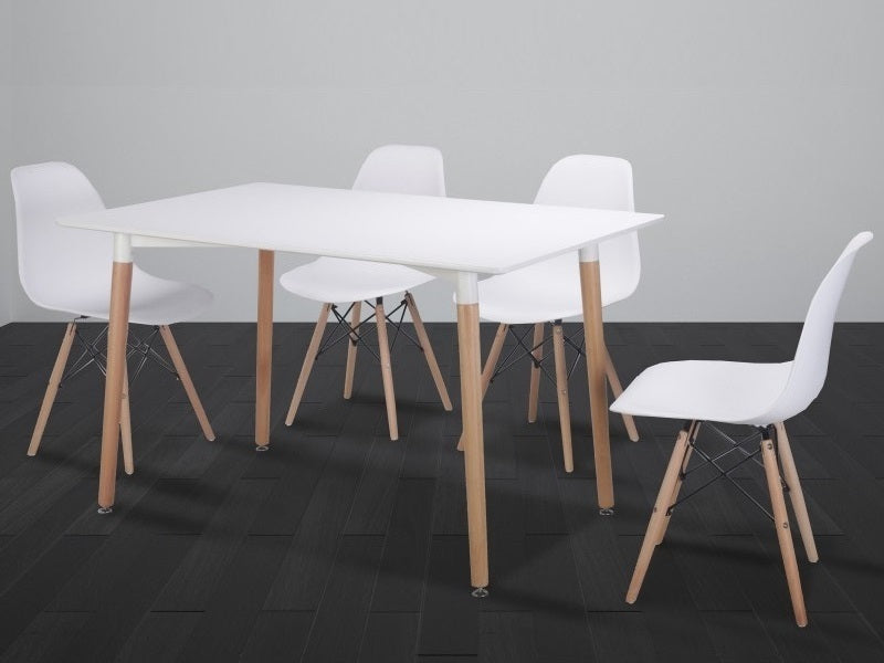 Conjunto de mesa rectangular 130 x 80 cm y 4 sillas – Dinamarca
