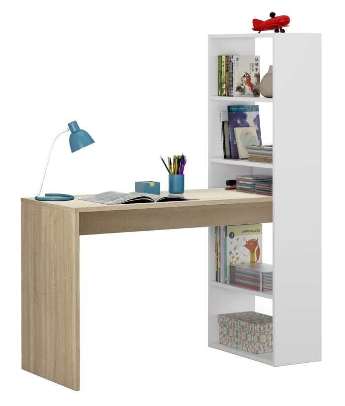 Mesa escritorio reversible con estantería - Gio Plus