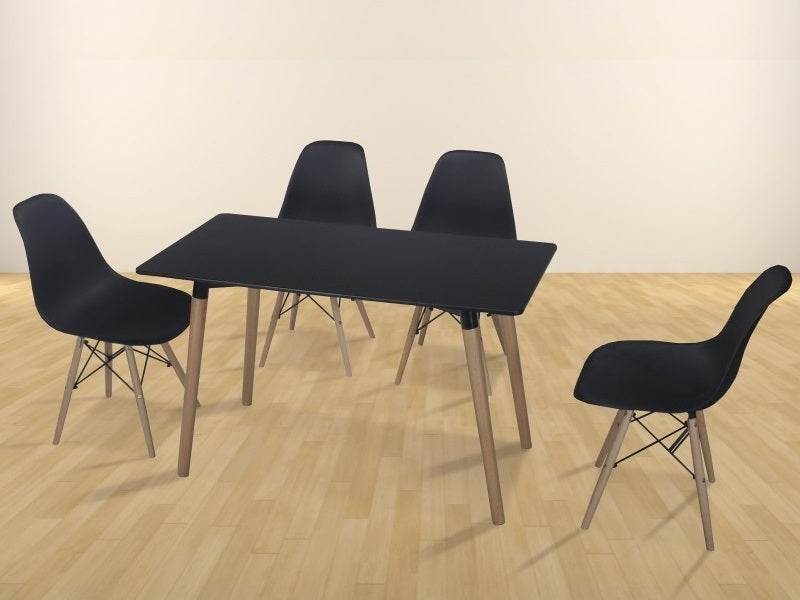 Conjunto de mesa rectangular 130 x 80 cm y 4 sillas – Dinamarca