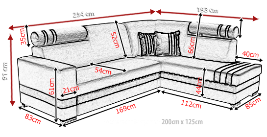 Sofá rinconera con cama y arcón - R1